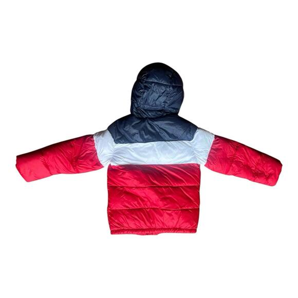 Abercrombie Kids 7/8 Fleece Lined Puffer Jacket Black USA Red/White/Blue Ski - Picture 2 of 12